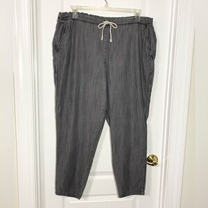 Vintage Eileen Fisher Chambray Drawstring Waist Cropped Pants Gray Size XL